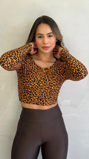 Cropped Manga Longa Onça